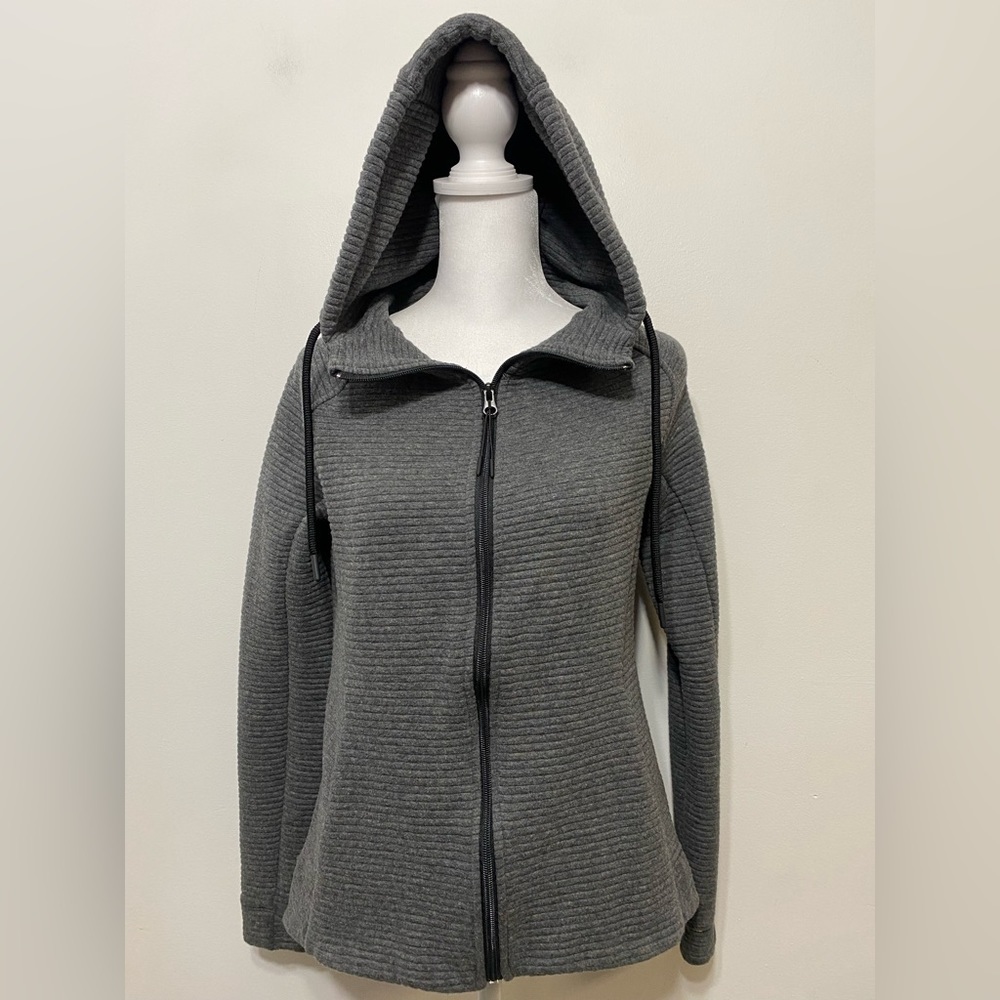 Stoic Ribbed Full Zip Drawstring Hooded Jacket